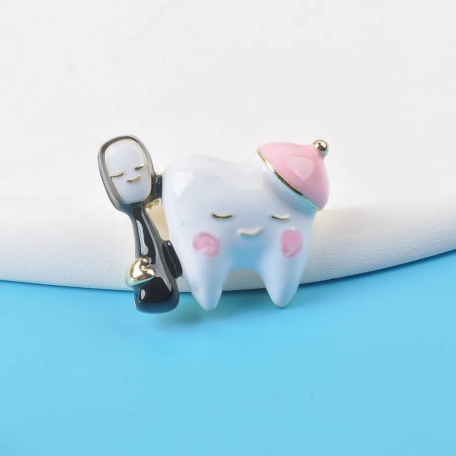 Cartoon Style Cute Teeth Alloy Enamel Women'S Brooches