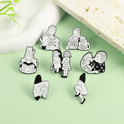 Cartoon Style Doll Cat Alloy Stoving Varnish Unisex Brooches