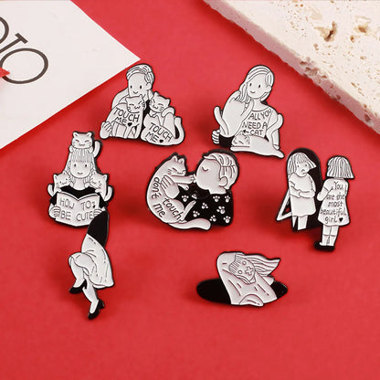 Cartoon Style Doll Cat Alloy Stoving Varnish Unisex Brooches