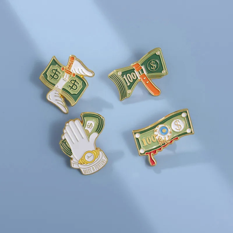 Cartoon Style Dollar Alloy Plating Unisex Brooches