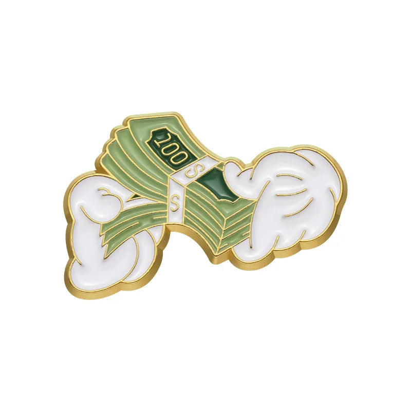 Cartoon Style Dollar Alloy Plating Unisex Brooches