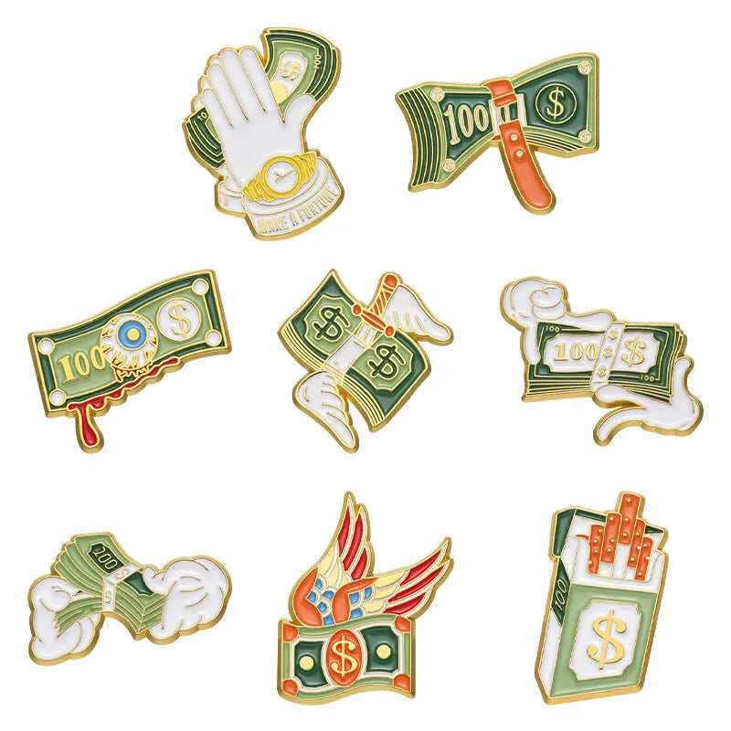 Cartoon Style Dollar Alloy Plating Unisex Brooches