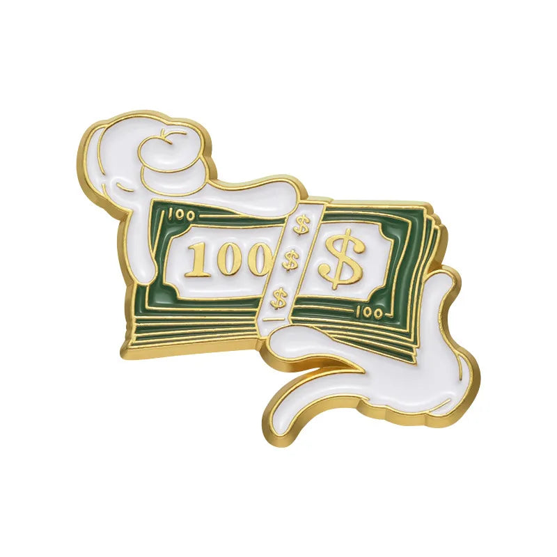 Cartoon Style Dollar Alloy Plating Unisex Brooches