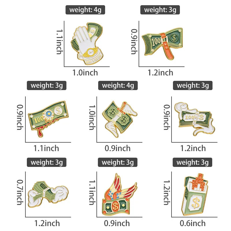 Cartoon Style Dollar Alloy Plating Unisex Brooches