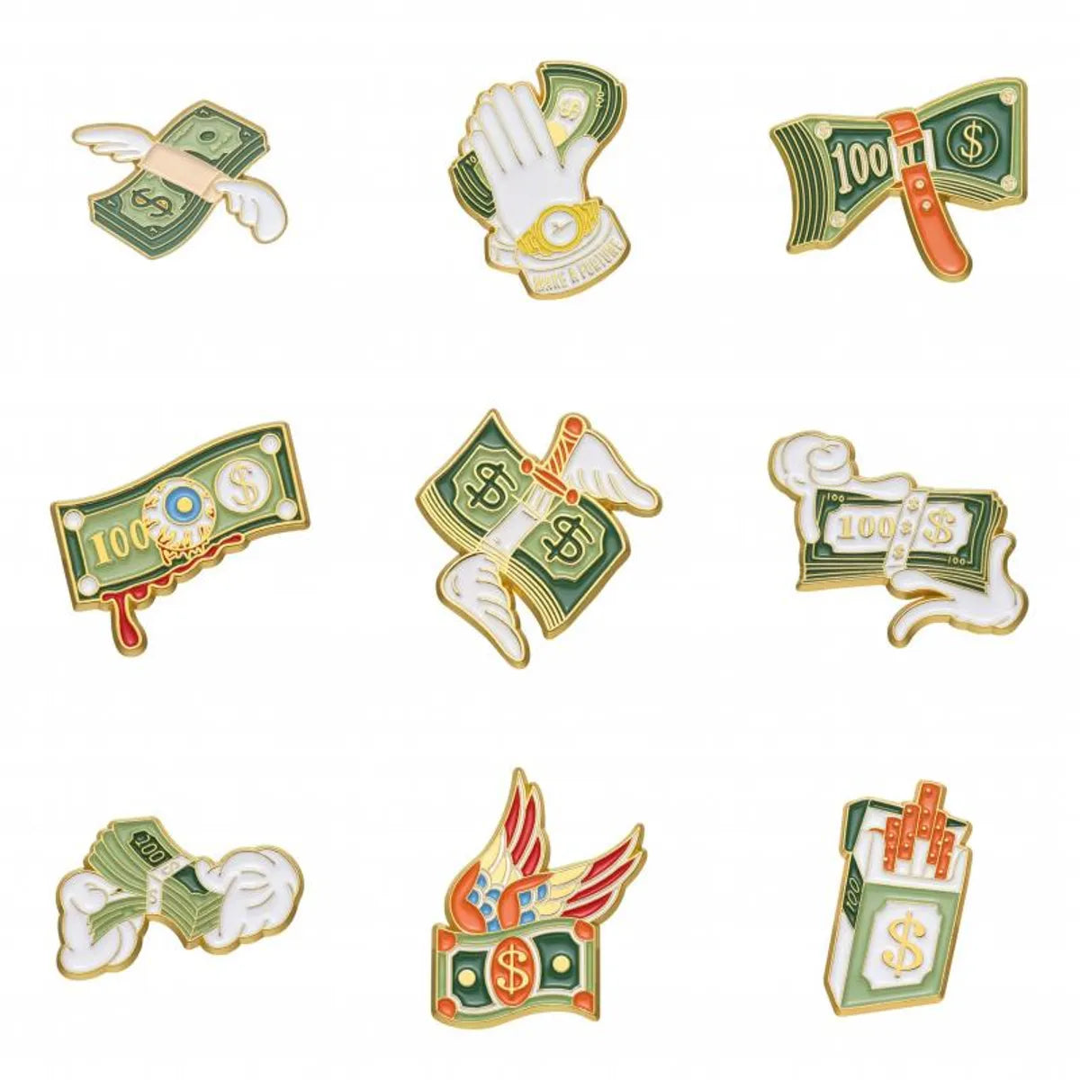 Cartoon Style Dollar Alloy Stoving Varnish Plating Unisex Brooches