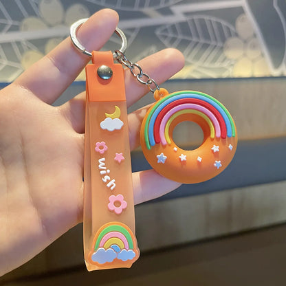 Cartoon Style Donuts Pvc Unisex Bag Pendant Keychain