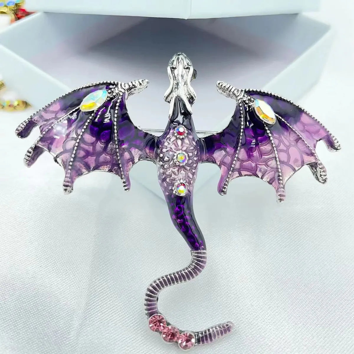 Cartoon Style Dragon Alloy Enamel Inlay Rhinestones Unisex Brooches