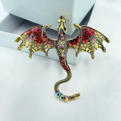 Cartoon Style Dragon Alloy Enamel Inlay Rhinestones Unisex Brooches