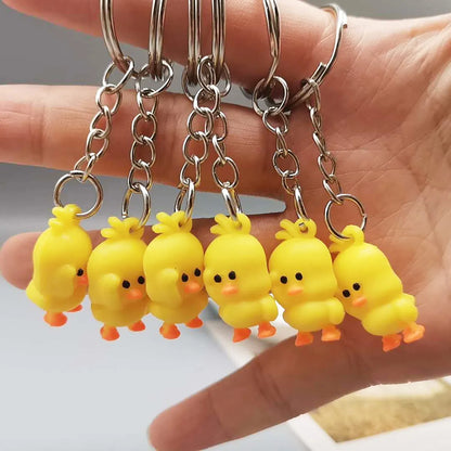 Cartoon Style Duck PVC Unisex Bag Pendant Keychain