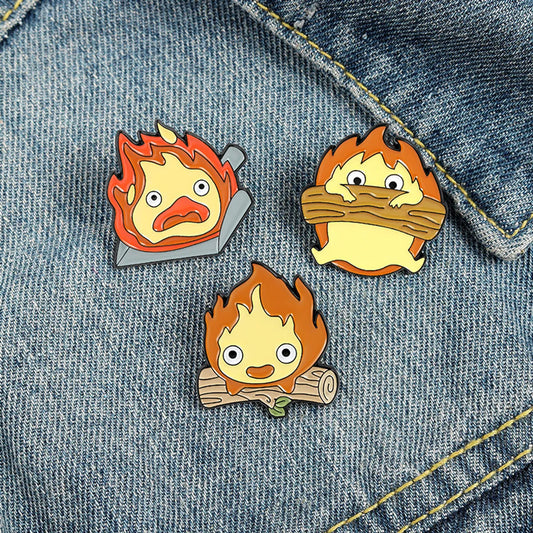 Cartoon Style Flame Alloy Stoving Varnish Unisex Cartoon Brooches