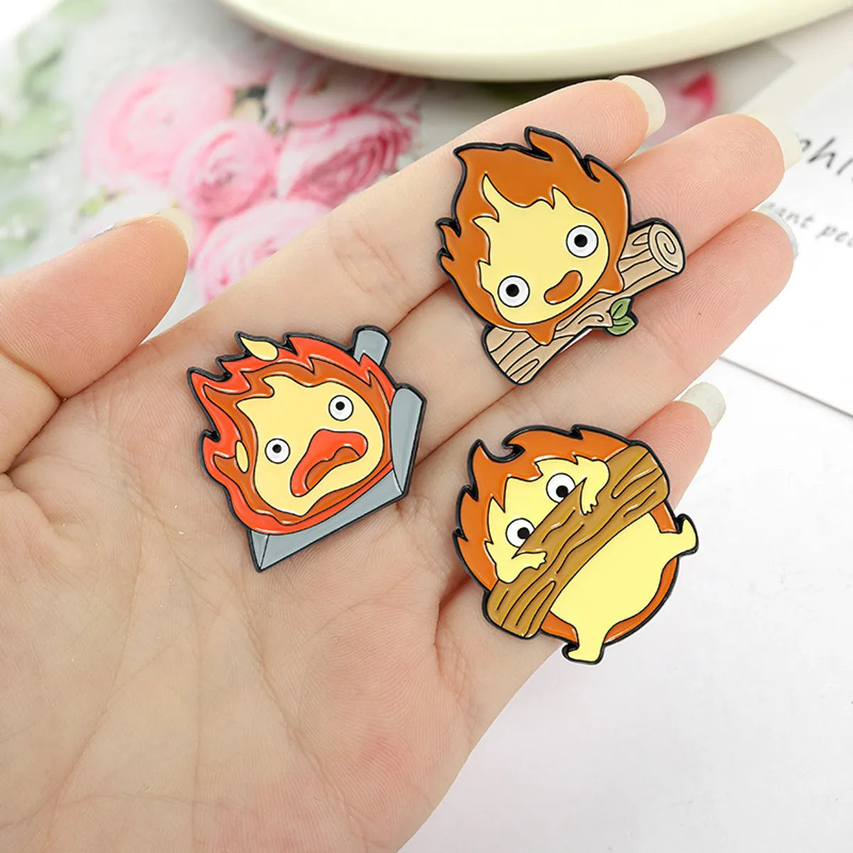 Cartoon Style Flame Alloy Stoving Varnish Unisex Cartoon Brooches