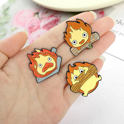 Cartoon Style Flame Alloy Stoving Varnish Unisex Cartoon Brooches