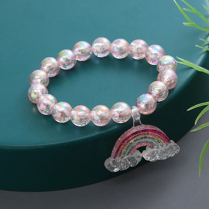 Cartoon Style Flower Butterfly Fish Tail Artificial Crystal Beaded Charm Kid'S Bracelets