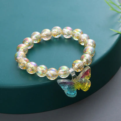 Cartoon Style Flower Butterfly Fish Tail Artificial Crystal Beaded Charm Kid'S Bracelets