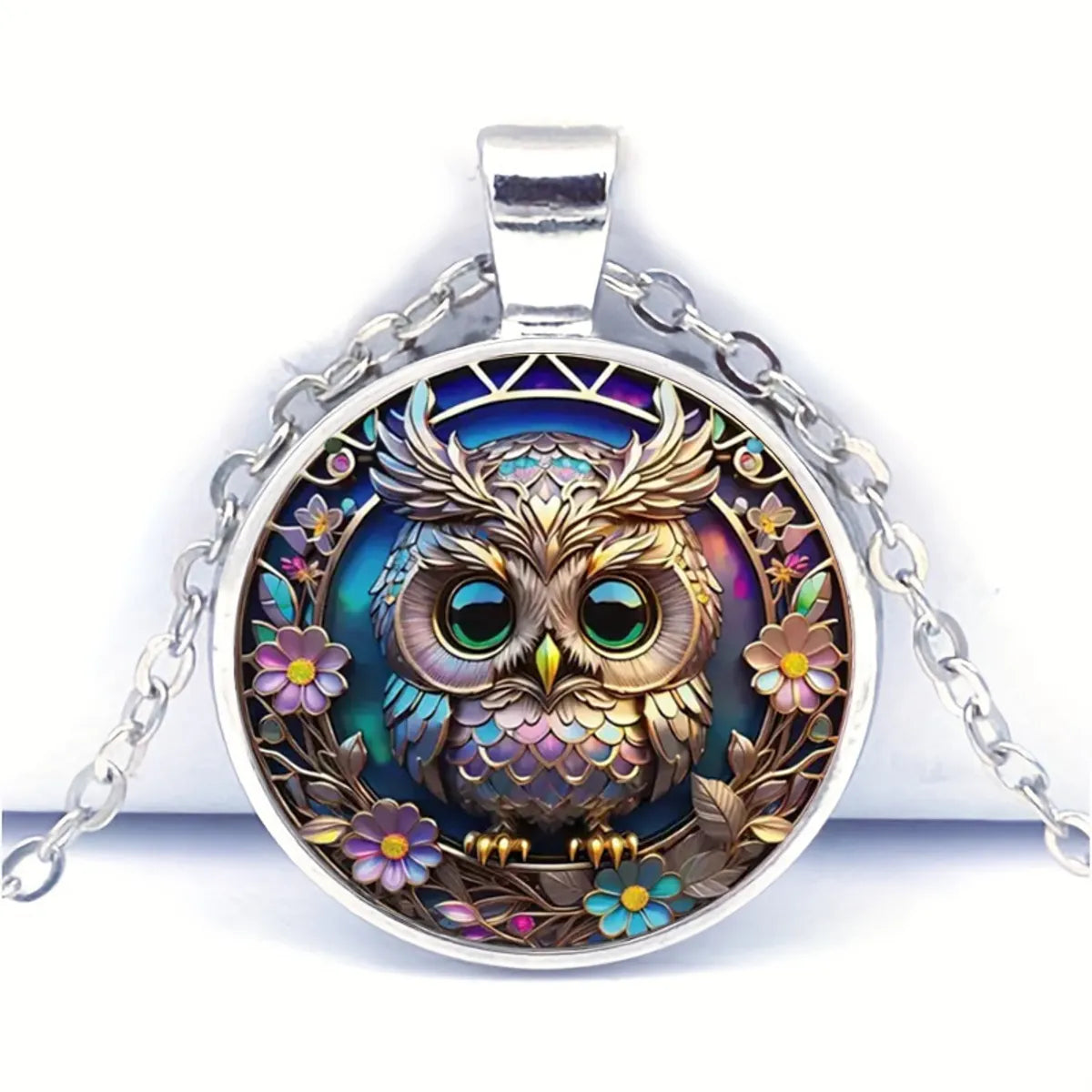 Cartoon Style French Style Commute Owl Glass Alloy Iron Wholesale Pendant Necklace