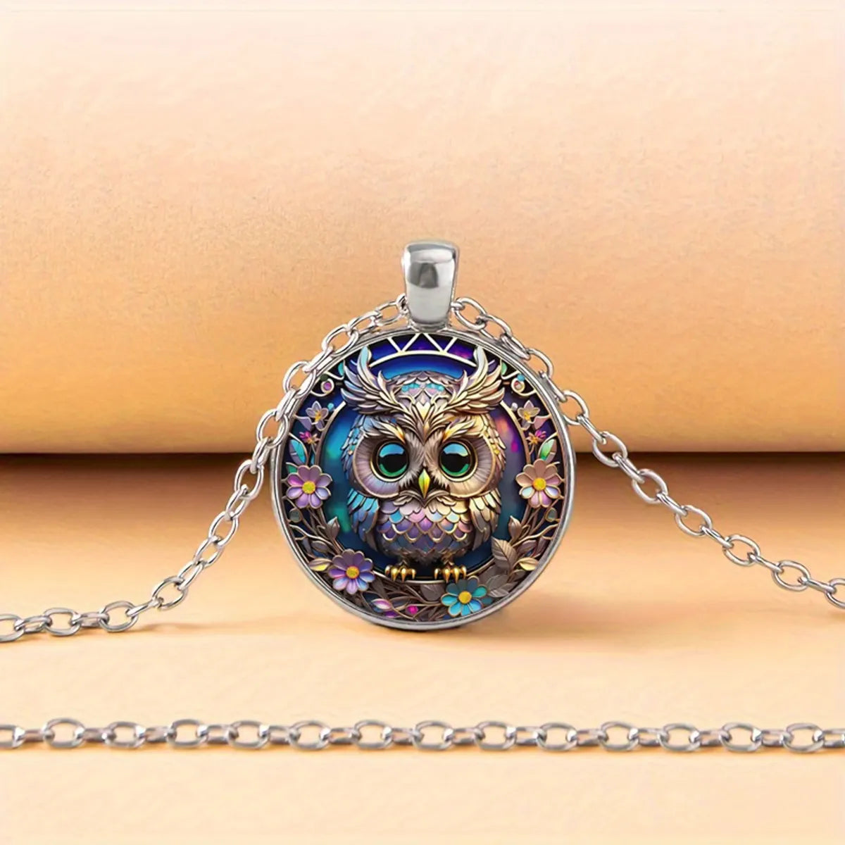 Cartoon Style French Style Commute Owl Glass Alloy Iron Wholesale Pendant Necklace