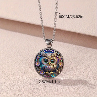 Cartoon Style French Style Commute Owl Glass Alloy Iron Wholesale Pendant Necklace