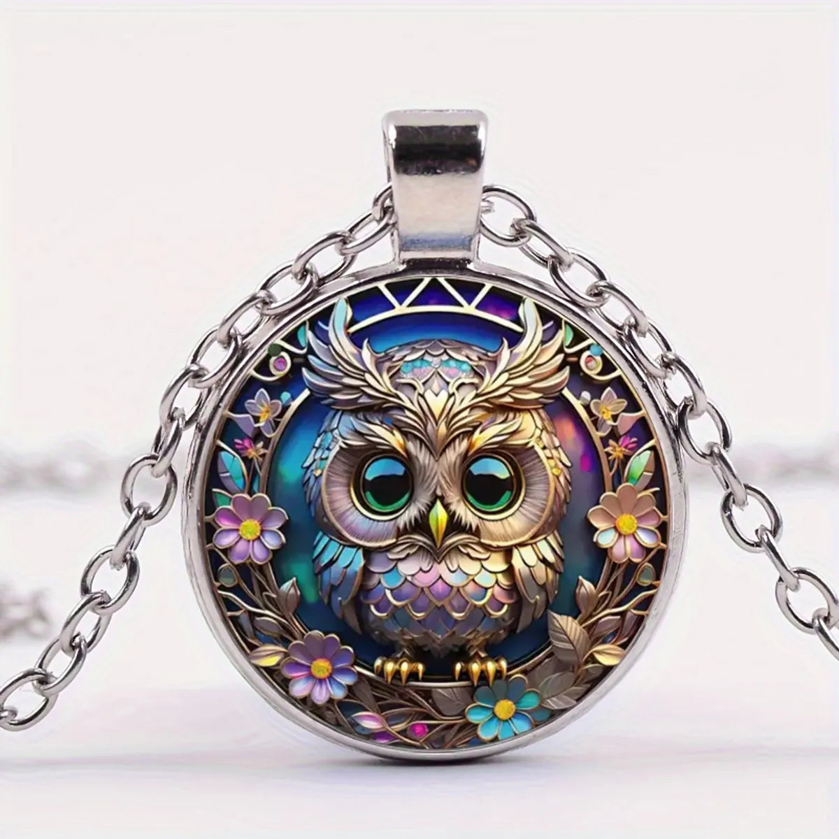 Cartoon Style French Style Commute Owl Glass Alloy Iron Wholesale Pendant Necklace