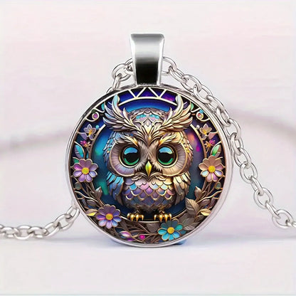 Cartoon Style French Style Commute Owl Glass Alloy Iron Wholesale Pendant Necklace