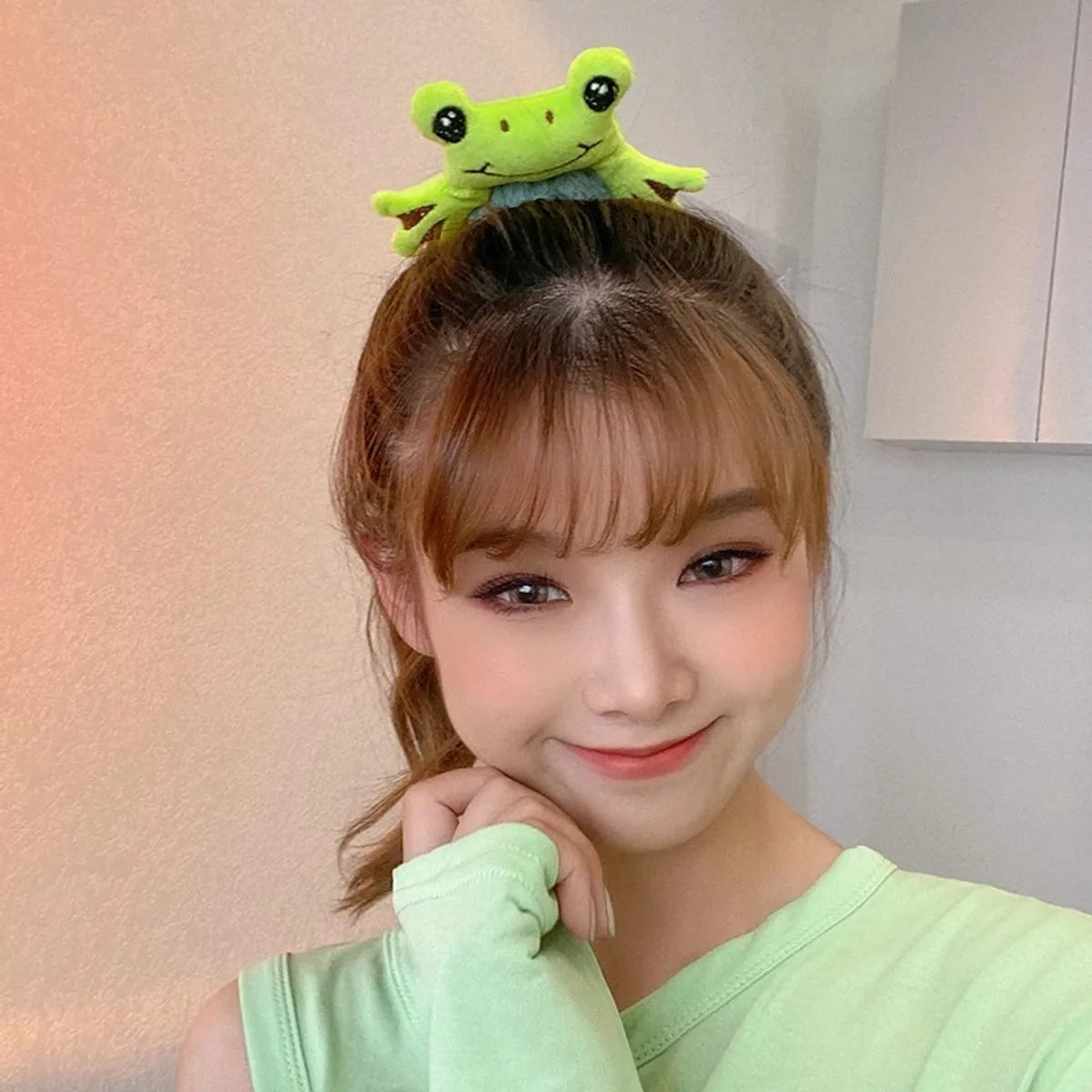 Cartoon Style Frog Plush Hair Tie