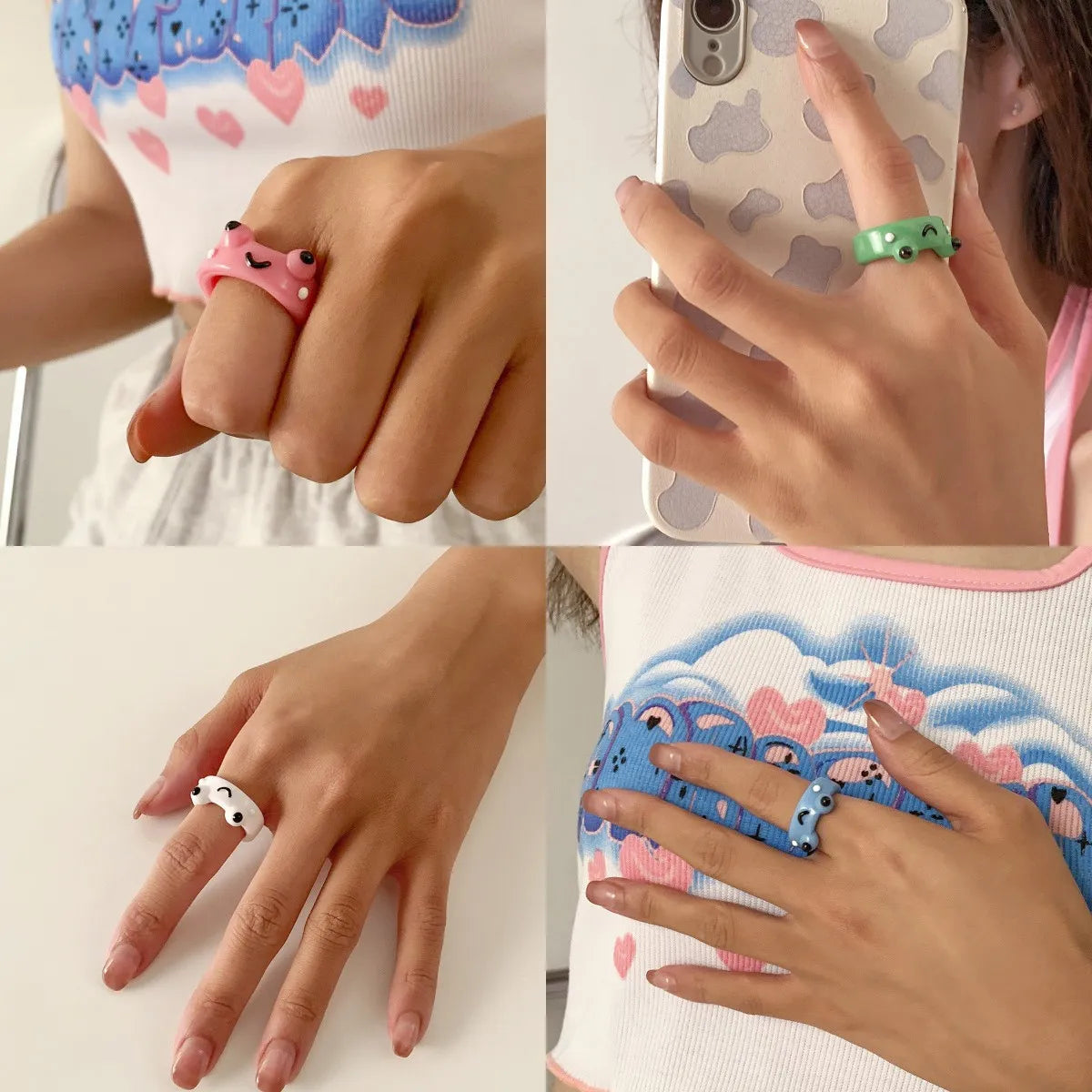 Cartoon Style Frog Women's Rings