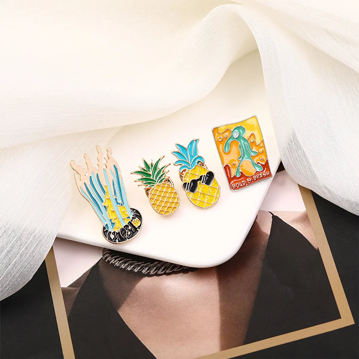 Cartoon Style Fruit Alloy Enamel Unisex Brooches