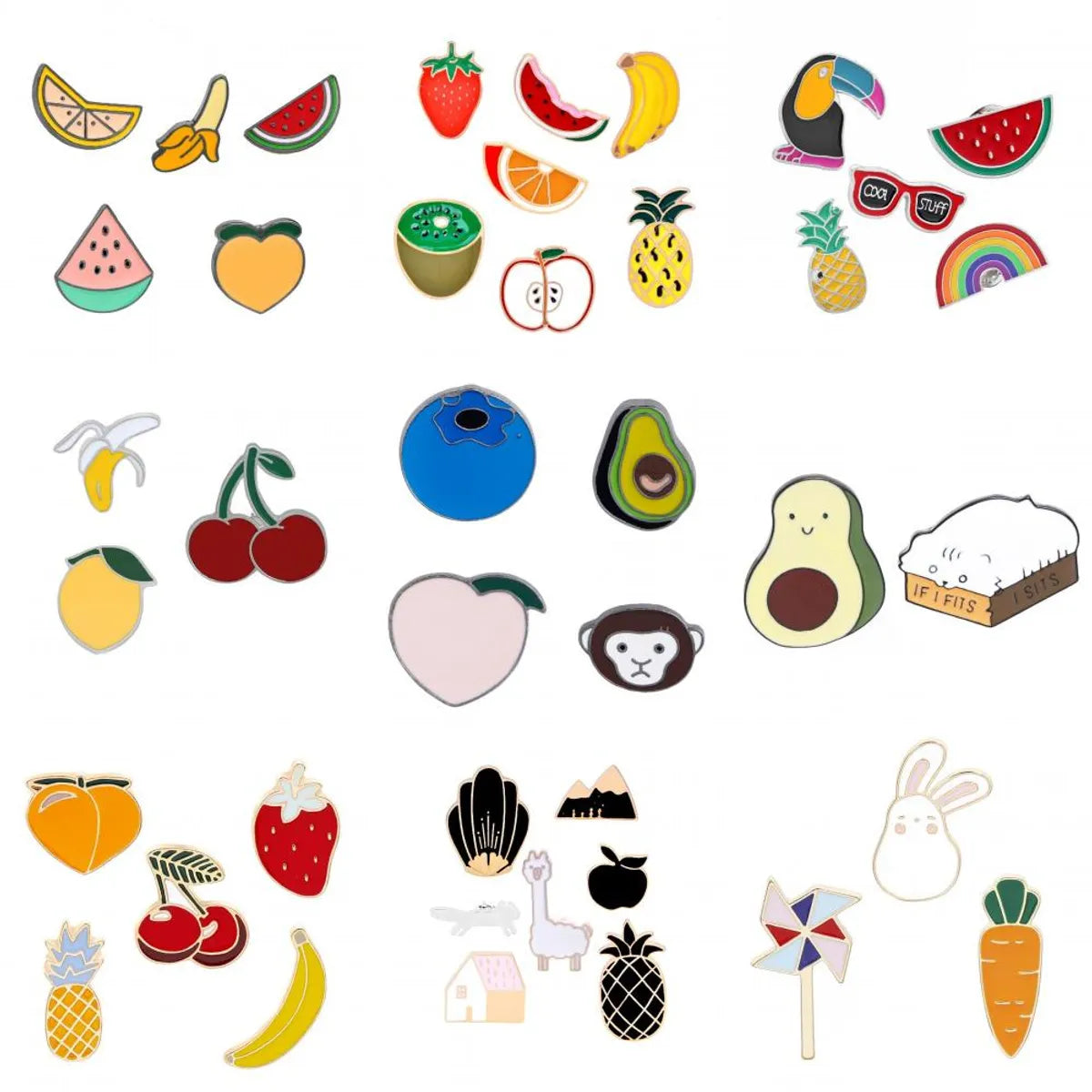 Cartoon Style Fruit Alloy Metal Asymmetrical Plating Unisex Brooches