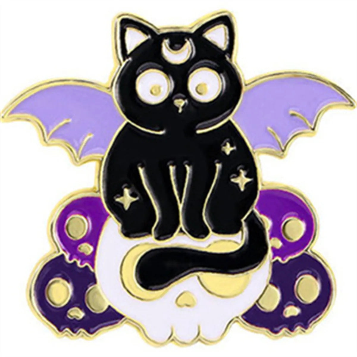 Cartoon Style Funny Cool Style Cat Bat Skull Alloy Stamping Stoving Varnish Plating Unisex Corsage Brooches Collar Pin