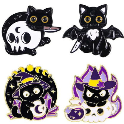 Cartoon Style Funny Cool Style Cat Bat Skull Alloy Stamping Stoving Varnish Plating Unisex Corsage Brooches Collar Pin