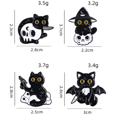 Cartoon Style Funny Cool Style Cat Bat Skull Alloy Stamping Stoving Varnish Plating Unisex Corsage Brooches Collar Pin