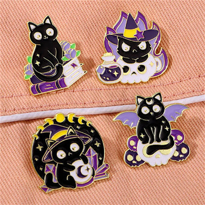 Cartoon Style Funny Cool Style Cat Bat Skull Alloy Stamping Stoving Varnish Plating Unisex Corsage Brooches Collar Pin