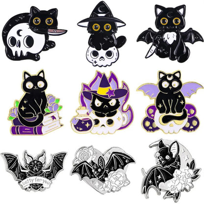 Cartoon Style Funny Cool Style Cat Bat Skull Alloy Stamping Stoving Varnish Plating Unisex Corsage Brooches Collar Pin