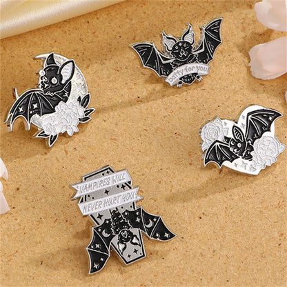 Cartoon Style Funny Cool Style Cat Bat Skull Alloy Stamping Stoving Varnish Plating Unisex Corsage Brooches Collar Pin