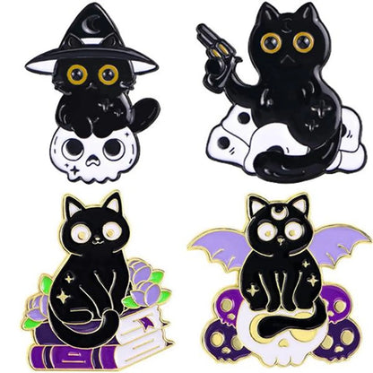 Cartoon Style Funny Cool Style Cat Bat Skull Alloy Stamping Stoving Varnish Plating Unisex Corsage Brooches Collar Pin