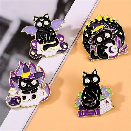 Cartoon Style Funny Cool Style Cat Bat Skull Alloy Stamping Stoving Varnish Plating Unisex Corsage Brooches Collar Pin