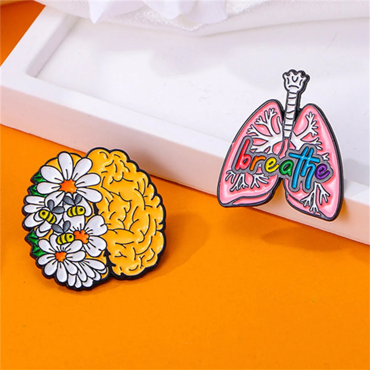 Cartoon Style Funny Novelty Organ Flower Alloy Stamping Stoving Varnish Plating Unisex Corsage Brooches Collar Pin