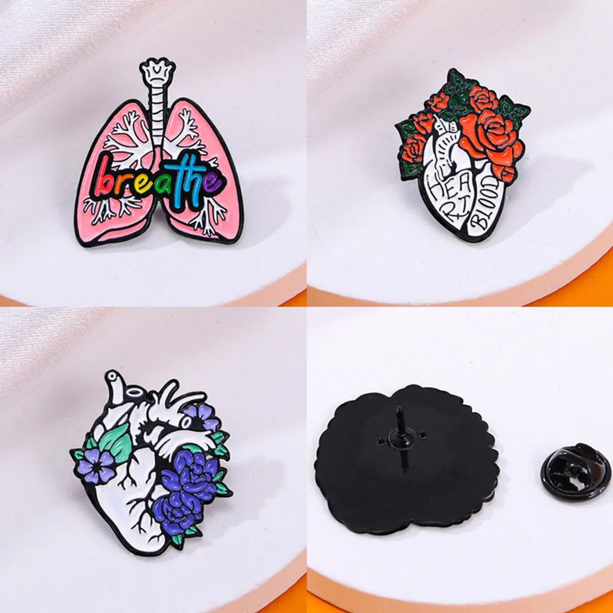 Cartoon Style Funny Novelty Organ Flower Alloy Stamping Stoving Varnish Plating Unisex Corsage Brooches Collar Pin