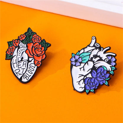 Cartoon Style Funny Novelty Organ Flower Alloy Stamping Stoving Varnish Plating Unisex Corsage Brooches Collar Pin