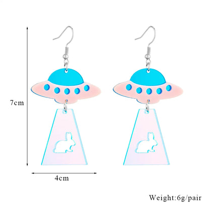 Cartoon Style Funny Novelty Ufo Arylic Women's Dangling Earrings