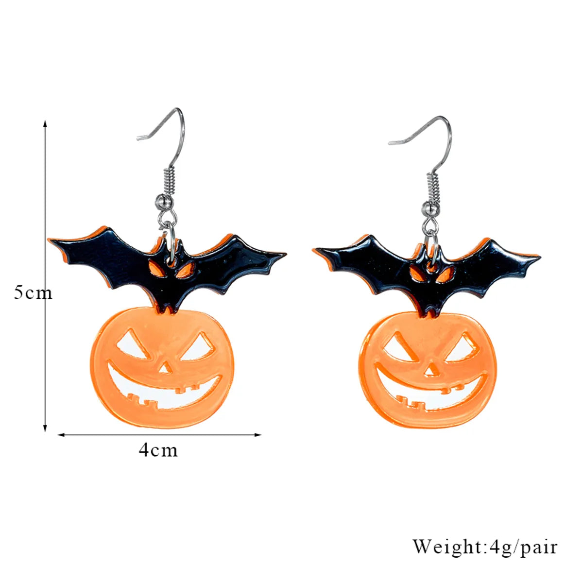 Cartoon Style Funny Pumpkin Bat Arylic Hollow Out Women's Drop Earrings