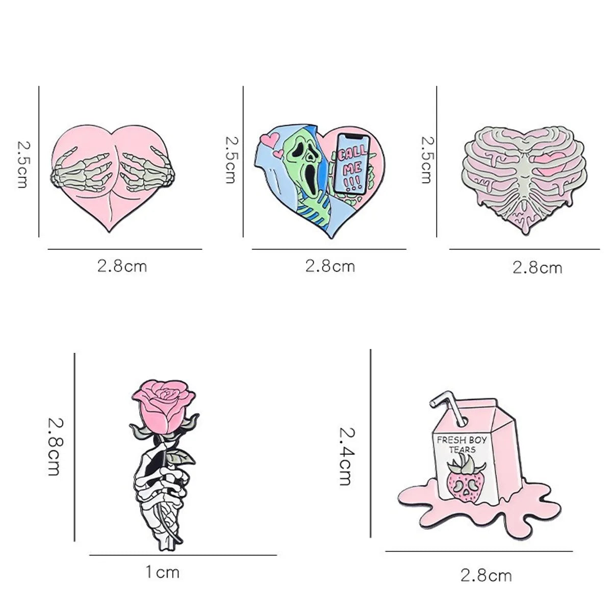 Cartoon Style Funny Rose Mushroom Skull Alloy Stamping Stoving Varnish Plating Unisex Brooches