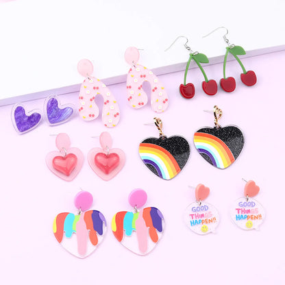 Cartoon Style Geometric Arylic Drop Earrings