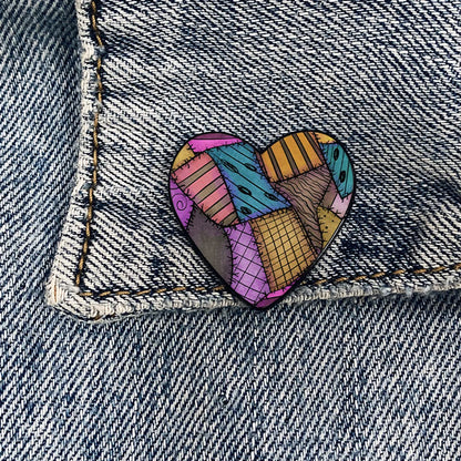 Cartoon Style Heart Shape Alloy Printing Unisex Brooches