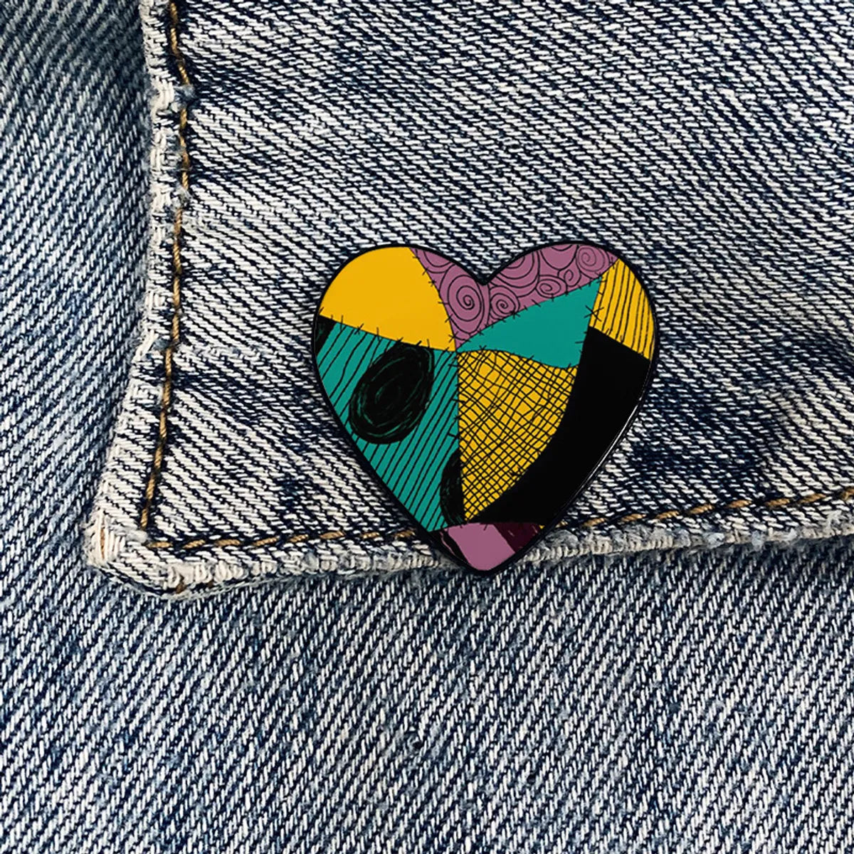 Cartoon Style Heart Shape Alloy Printing Unisex Brooches