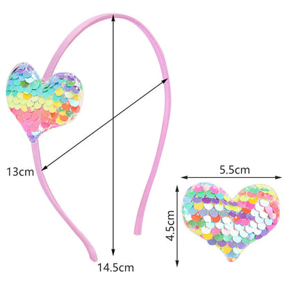 Women'S Cartoon Style Heart Shape Cloth Sequins Hair Clip Hair Band