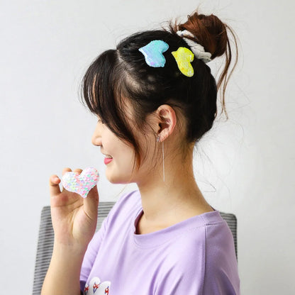 Women'S Cartoon Style Heart Shape Cloth Sequins Hair Clip Hair Band