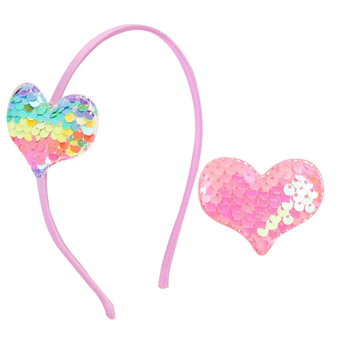 Women'S Cartoon Style Heart Shape Cloth Sequins Hair Clip Hair Band