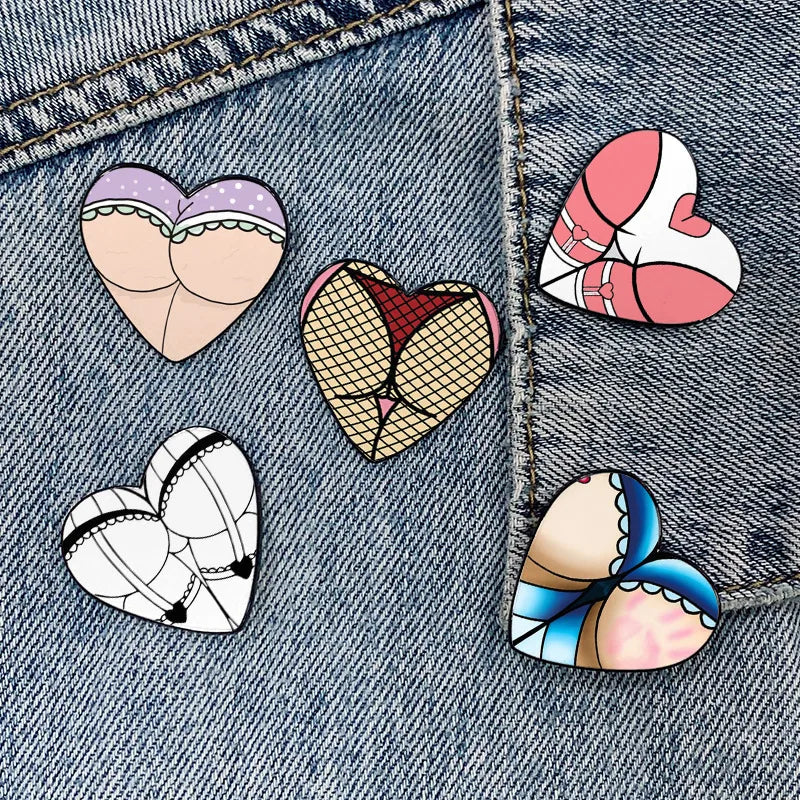 Cartoon Style Heart Shape Mixed Materials Unisex Brooches