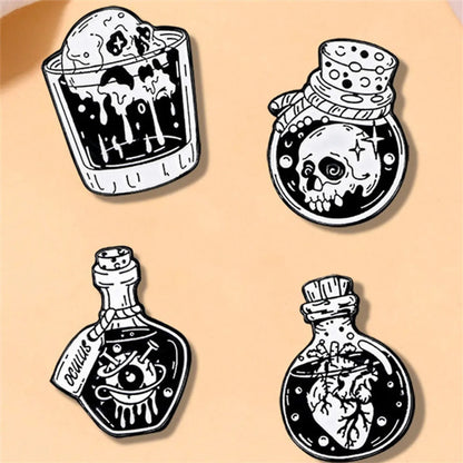 Cartoon Style Hip-Hop Funny Halloween Pattern Pumpkin Skull Alloy Stamping Stoving Varnish Plating Unisex Brooches Collar Pin