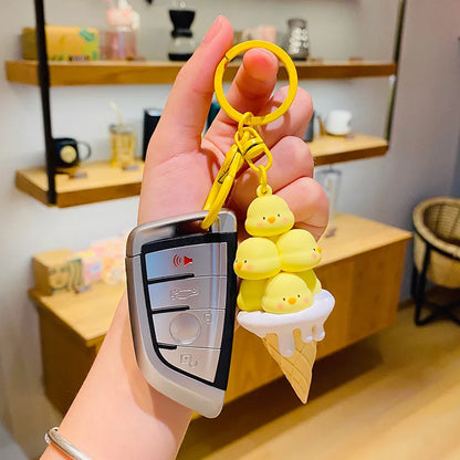 Cartoon Style Ice Cream Silica Gel Unisex Bag Pendant Keychain